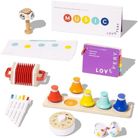 LOVEVERY | The Music Set | 6 Montessori Musical Instruments & Rhythm Book | Educational Toys for Toddlers & Preschoolers | Simple Songs and Play Guide | Ages 18 Months to 4+ Years by Unknown