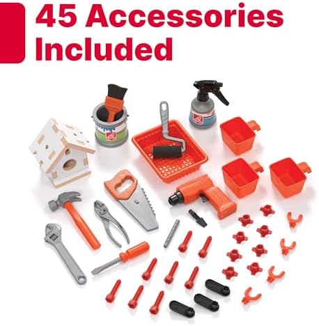 Step2 Big Builders Pro Workshop for Kids, Indoor/Outdoor Tool Bench for Children, Interactive Play with Sounds, Includes 45 Piece Toy Accessory Kit, Made of Durable Plastic, For Toddlers 3+ Years Old - Image 6