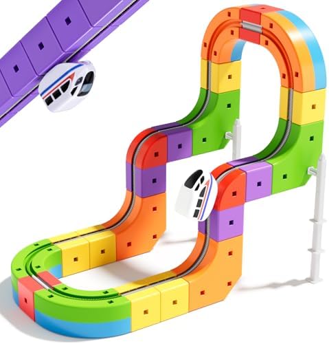 32 pcs KlickRail Electric Train Set Race Track for 3 4 5 6 7 8 Years Old by CalfQueen