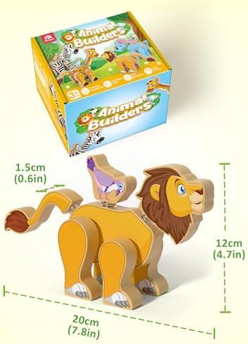 Coogam Wooden Snap Together Building Toy, Take Apart Construction Builders, Assembly Animal Building Blocks, STEM Fine Motor Learning Toy Gift for 3 4 5 Years Old Kids - Image 4