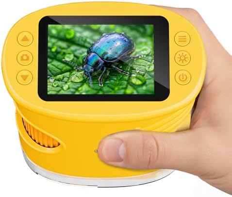 Temodu Kids Microscope 2.0" Screen 1000X Digital Microscope for Kids, Mini Pocket Handheld Microscopes for Children Birthday Festival Gift, Science Education Fun Toys for Boys Girls Ages 4-12 (Yellow) by TemoduCameraforKids