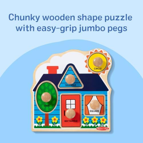 Melissa & Doug First Shapes Jumbo Knob Puzzle, Wooden Peg Puzzle for Toddlers, Educational Toy for Shape Recognition and Fine Motor Skills, Ages 1+ - Image 3