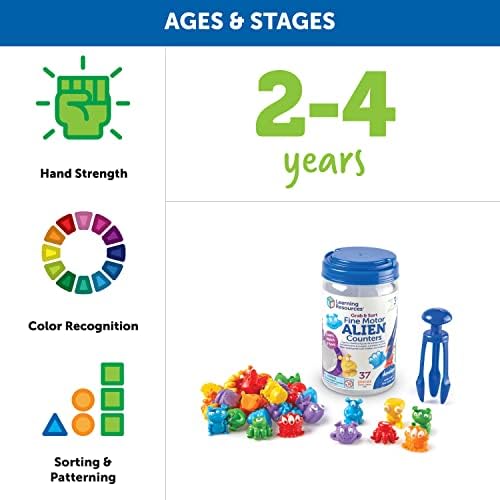 Learning Resources Grab & Sort Fine Motor Alien Counters - 37 Pieces, Ages 3+ Toddler Learning Toys, Math Counters for Kids, STEM Toys for Kids, Preschool Must Haves, Math Manipulatives - Image 5