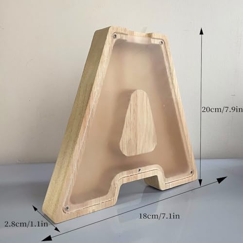 Wooden Letter Piggy Bank for Kids Boys Girls, A-Z Letters Wood Coin Bank Money Box, Piggy Bank for Toddler Family Christmas Birthday Gift(A) - Image 6