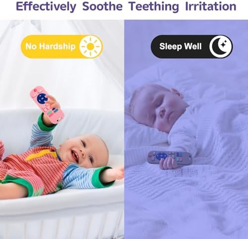 Hooku 2 Pack Silicone Teething Toys for Babies 0-6 Months, Teethers for Babies 6-12 Months, Remote Teether for Baby, Sensory Toys for Babies, Baby Chew Toys - Image 4