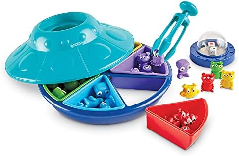 Learning Resources Oodles of Aliens Sorting Saucer - Board Stacking Games, Fine and Gross Motor Skills, Montessori Sensory Toys, Counting for Preschoolers, Homeschool, Gifts for Boys and Girls by LearningResources