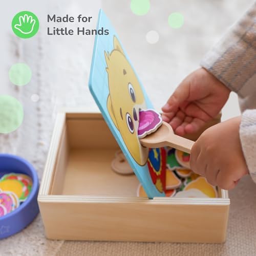 Bimi Boo Wooden Feeding Toy - Montessori Scooping & Fine Motor Toy for Toddlers 1-4 | Speech Therapy & Occupational Therapy Pretend Play Food Set | 27 Foods, Spoon & Bowl - Image 6