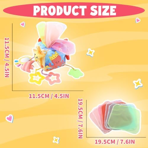 Caterbee Baby Tissue Box Toy with Hanging Hook, Sensory Pull Out Fabric Tissues, Rattle & Teether, Montessori Hanging Toy for Stroller, Car Seat & Crib, Infant Development Toy (Ocean) - Image 5