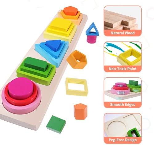 Montessori Toys for 1 Year Old, Stacking Toys Shape Sorter for Toddlers 1-3 - Image 4