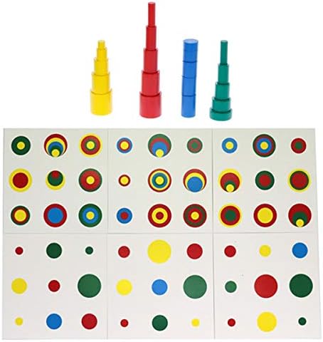 Thoth Montessori Color Cylinder with Cards Wooden Cylinder Ladder Block MINI-Size Knobless Cylinder Montessori Memory Training Game Early Development Toy for Kids - Image 3