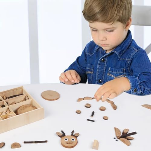 Candywood Wooden Unfinished Craft Kits Toy,Unfinished Natural Wood Slices Loose Part Play,DIY Wood Slices Kit for Toddler 3+ (UN_M) (Pack of 2) - Image 3