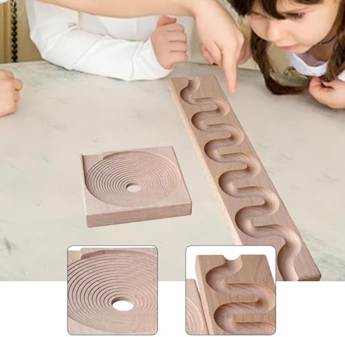 Wooden Marble Run Sensory Toy, DIY Ball Drop Track for Kids Ages 3-5, Fine Motor Skills Learning Gift, Style B - Image 6