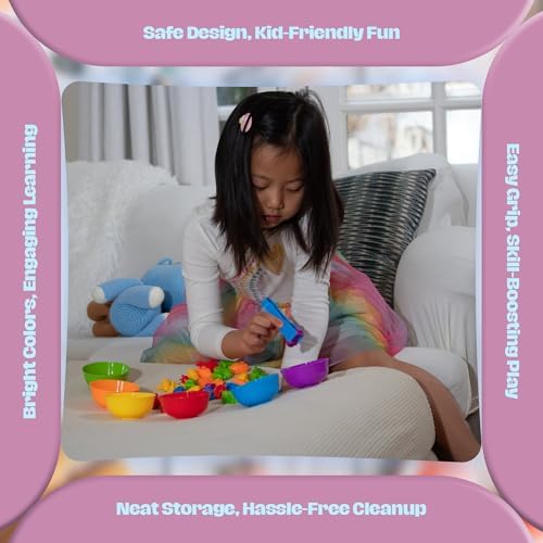 Montessori Sorting Toy for Toddlers– Fine Motor Skills, Sensory Bin & Preschool Learning Toys, Color Sorting Toys for Kids 3-5 Years, Learning Activities and Early Educational Toy - Image 7