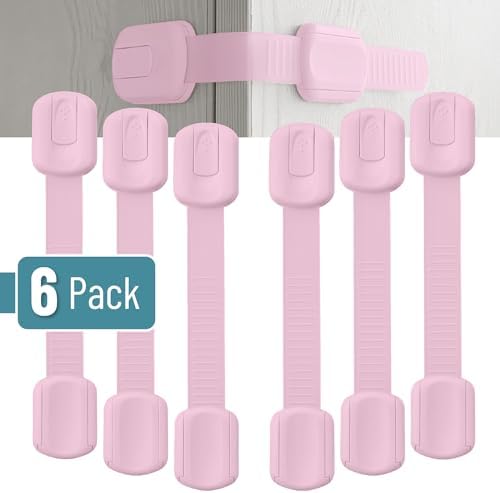 Bates- Child Safety Strap Locks, 6 Pack, Pink, Baby Cabinet Locks - Image 2
