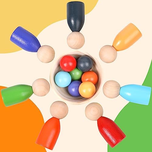 Montessori Wooden Balls in Cups Color Sorting Toy for Toddlers Ages 3+ - Image 3