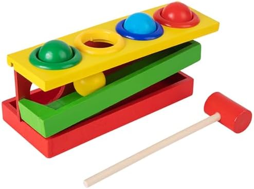 Wooden Montessori Toy for Toddlers 1-3, Hammer Toy, Pounding Bench with Colorful Balls for Hand-Eye Coordination & Fine Motor Skills Development by Unknown