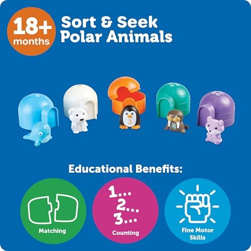 Learning Resources Sort & Seek Polar Animals - 15 Pieces, Age 18+ Months Toddler Learning Activities, Educational Toys, Educational Toy Set Color, Teaching Toys - Image 5