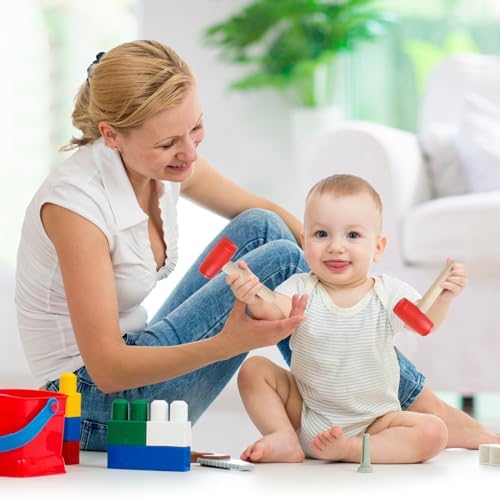 2pcs Toy Hammer Simulation Wooden Hammers Plastic Toddler Hammer SmallPortable Kids Maintenance Tools Toys Pretend Fake Mallet Hammers for Boys Girls - Image 6