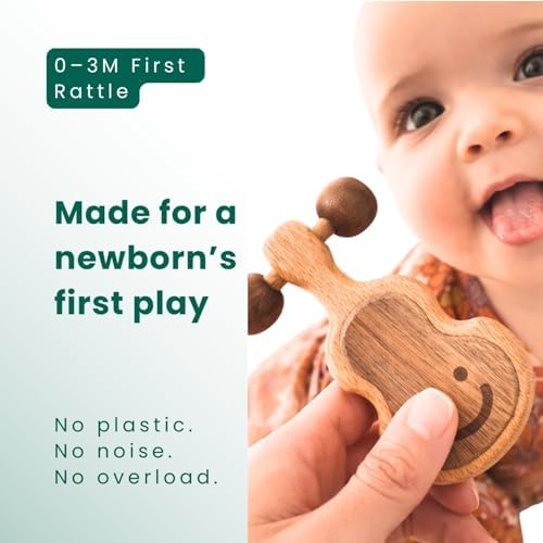 HippoToys Handcrafted Wooden Baby Rattle | Natural Teething Toy | Montessori Sensory Developmental Toy | Non-Toxic Organic Baby Toy | Newborn Infant Baby Boy Girl Gift 0-12 Months - Image 4