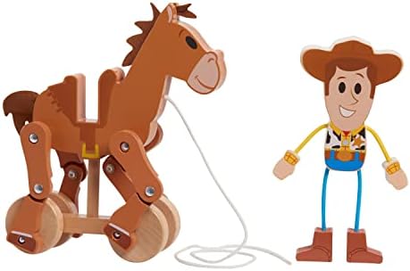Disney Pixar Wooden Pull-Along Toy Story Woody & Bullseye, Kids Toys Ages 18 Month, Amazon Exclusive by Just Play - Image 2