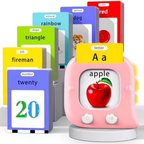 Kidzdo 520 Words Talking Flash Cards, Birthday Gifts for 3 4 5 6 Year Old Girls, Early Educational LearningToys, Pink by Kidzdo