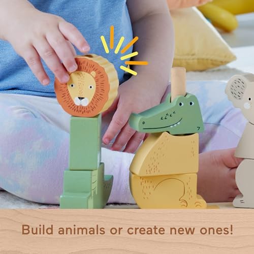 Fisher-Price Wood Baby Toy Stack & Sort Animals, 10 Wooden Pieces for Developmental Play for Infants & Toddlers Ages 1+ Years - Image 4