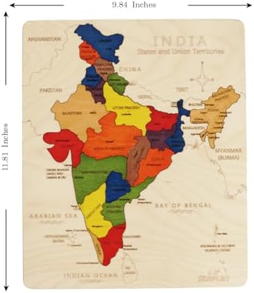 India Map Wooden Jigsaw Puzzle for Kids | 22 Puzzle Pieces | Learning & Educational Toy Gift for Boys & Girls Ages 4 Years and Above - Image 2