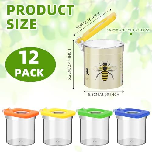Halloscume 12 Pcs Insect Bug Viewer for Kids Magnifying Insect Box Bug Catcher Magnifier Container Critter Collection Kit Insect Cage Jar for Children Science Nature Exploration Tool - Image 2