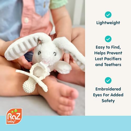 RaZbaby Panda RaZbuddy w/RaZberry Teething Relief Pacifier – Soothes Sore Gums w/Nature-Inspired Texture, 100% BPA-Free Silicone Teether, Detachable Stuffed Animal – 3 Months+ Teether, Mint - Image 2