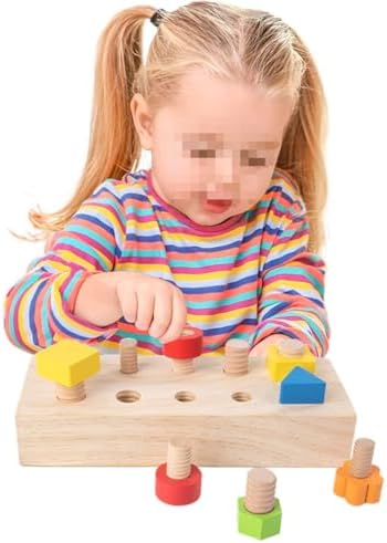 Children Nut Bolts Education Toys Montessori Color Shape Wooden Sensory Toy Kids Fine Motor Skill Screw Board Matching Cognition Game - Image 2