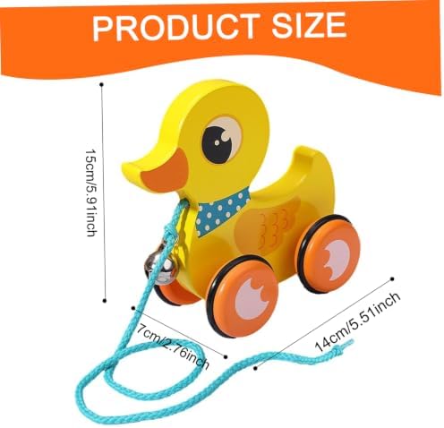 Pull Toy, Baby Pull Toy, Wooden with Bell & Non-Slip Wheel, Interactive Duck for 1-3 Year Olds, Develops Mobility, Balance & Hand Eye Coordination Skills, Yellow - Image 6
