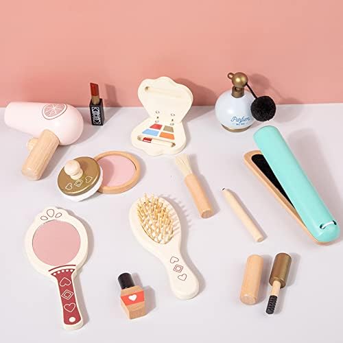 Practical Life Care of Self Wooden Makeup Toy Set 12-Piece Girls Imaginative Dress up Pretend Play Beauty Bag Makeup Set Toy for Girls Birthday Gift Ages 3 4 5 6 7 8+ Years Old - Image 4