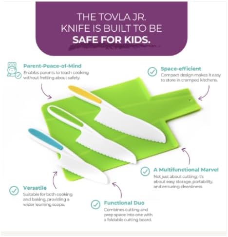 TOVLA JR. Toddler Montessori Kitchen Knife and Cutting Board Set – Safe, Kid-Sized Tools for Real Cooking – Ages 4+ Life Skills and Hands-On Prep - Image 3