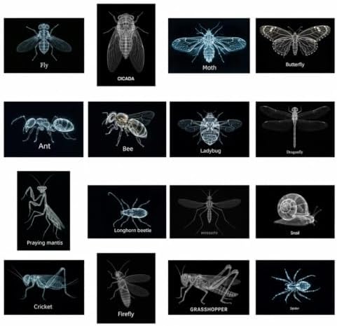 16Pcs Large A4 Insect & Animal X-Rays for Kids – Bug Science Kit & Light Table Accessories, Classroom & Homeschool Science Unit, Pretend Play Bug Scientist Detective, Bug-Themed Birthday Party Favors by LightTableforKidsManipulative