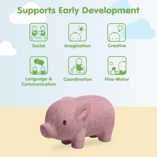 PlanToys® Wooden Pig Montessori Kids Farm Animal Figurine Creative Play Toy - Image 4