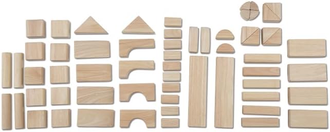 Melissa & Doug Standard Unit Solid-Wood Building Blocks With Wooden Storage Tray (60 pcs)