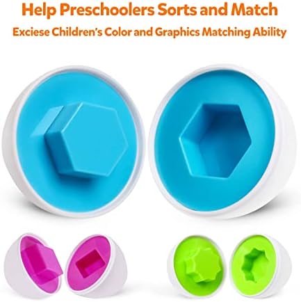 Montessori Geometric Eggs,12 pcs Set Color & Shape Egg Puzzle Toys Matching Eggs for Toddlers,Preschool Educational Sorting Game Fine Motor Toy Easter Gifts for Kids Boys Girls - Image 4