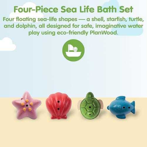 PlanToys® Sea Life Bath Set Wooden Montessori Water Play Kids Toy Ocean - Image 2