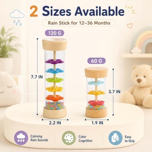 Oneshow Rain Sticks for Kids, Wooden Montessori Toys for Baby 12+ Months - Image 5