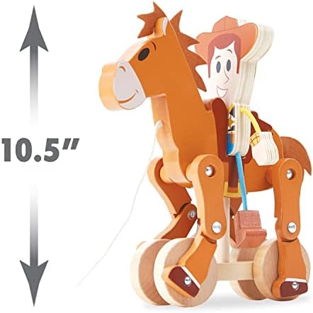 Disney Pixar Wooden Pull-Along Toy Story Woody & Bullseye, Kids Toys Ages 18 Month, Amazon Exclusive by Just Play - Image 4
