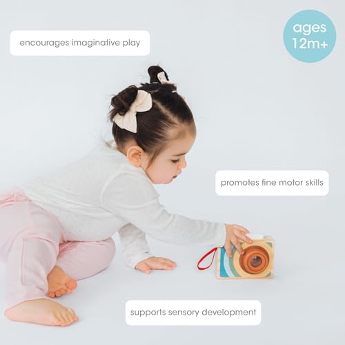 Pearhead Wooden Kaleidoscope Camera Toy, Pretend Play Toddler Toy - Image 3