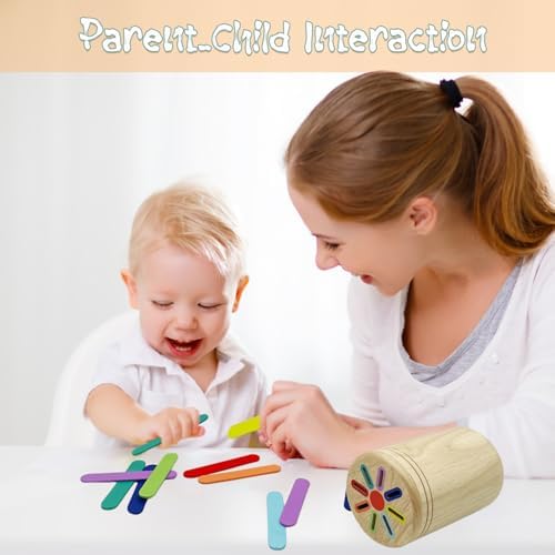 Wooden Montessori Sticks Toys for Kids, 8 Colors Natural Wood Toddler Learning Sorting Toys for 3 Year Old, Sensory Matching Game Birthday Gifts for Boys Girls (Ice Cream Sticks) - Image 7