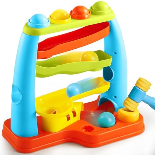lalalark Ball Drop Toy, Track Stacking Learning Pound a Ball with Hammer, Early Developmental Montessori Toy, Birthday Gift for Boys & Girls Age 18M+ 2 3 Year Old Kids by lalalark