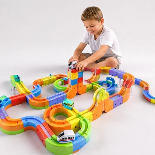 Electric Train Set Replacement Cars USB Rechargeable Add-On Train Cars for Use with Tracks Only(2Pcs) - Image 2
