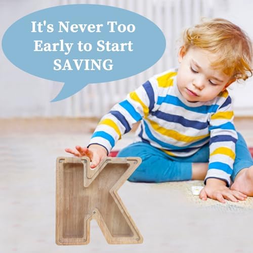 Wooden Letter Piggy Bank for Kids Boys Girls, A-Z Letters Wood Coin Bank Money Box, Piggy Bank for Toddler Family Christmas Birthday Gift(C) - Image 3