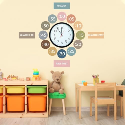 Boho Rainbow Clock Numbers Bulletin Board Kits, Telling Time Teaching Clock for Kids Labels, Learning to Tell Time Cutouts for Elementary Math Classroom Must Haves (Boho) - Image 5