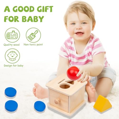 Adena Montessori Wooden Coin Box with Drawer Object Permanence 6-12 Months - Image 6