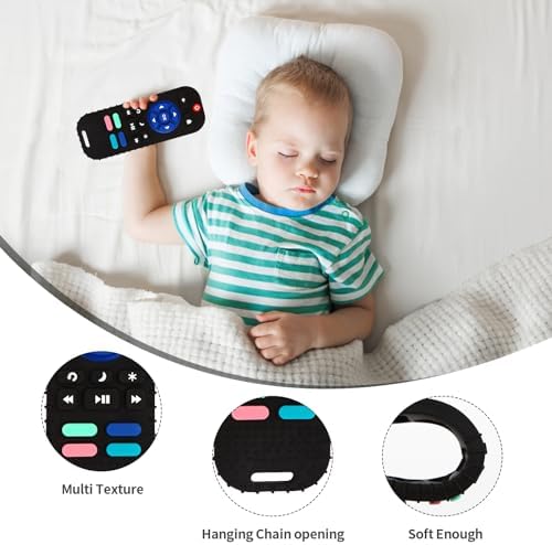 Hooku 2 Pack Silicone Teething Toys for Babies 0-6 Months, Teethers for Babies 6-12 Months, Remote Teether for Baby, Sensory Toys for Babies, Baby Chew Toys KLW8808 - Image 5