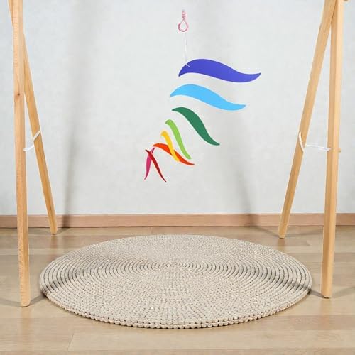 Montessori Mobile Mega Set with Baby Gym – 12-Piece Handmade Newborn Visual & Sensory Development System (Bell and Ring Mobile, Gobbi, Dancer, Octahedron, Wooden Musical, Puzzle Ball) (Emerald) - Image 6
