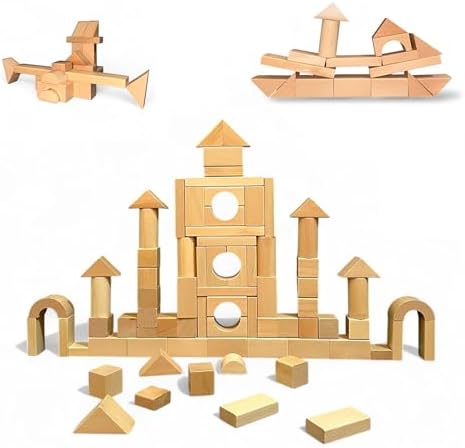 MOD Complete 100-Piece Wood Building Blocks Set — Includes Heavy Duty Shape-Sorter Lid & Storage Bucket Wooden Blocks, Educational Screen-Free Toy for Toddlers Ages 1+ 2+ 3+ by MODCOMPLETE